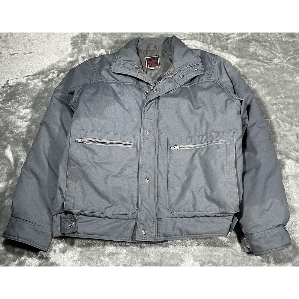 Brian Gregory Alaska D&L Jacket Men Size Large Grey Down Zip Cropped Fit Vintage